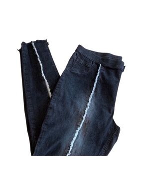 ZEZA B Jeans, Black, Fringe, Skinny, High-Waisted, Stretchy, Pull-on. XL